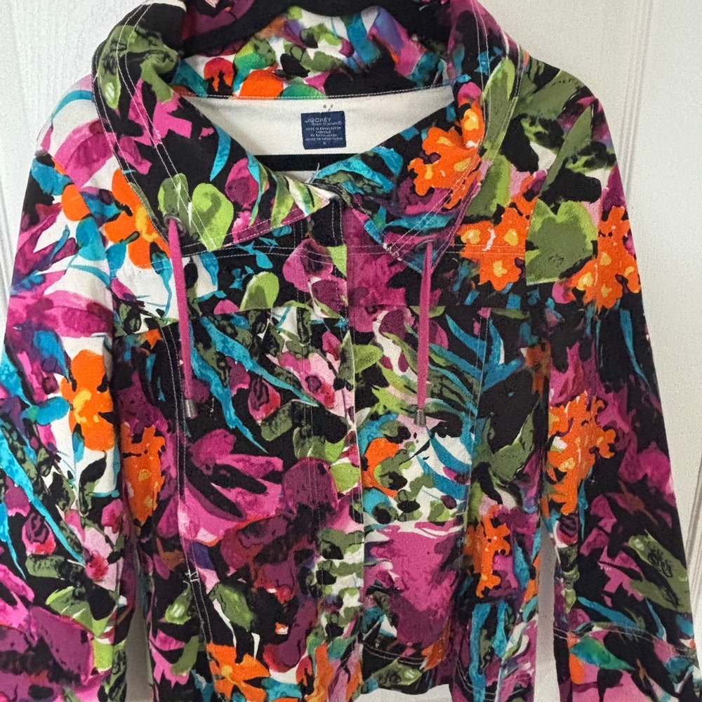 Jockey Colorful Floral zip up jacket w/ pockets - Size S